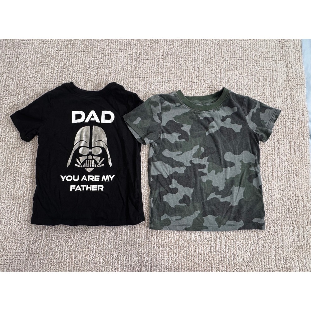 Lot of 2 Toddler Boys 3T Shirts Old Navy Star Wars Darth Vader Cat & Jack Camo